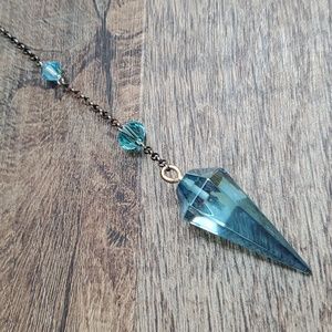 Aqua blue quartz & crystal lariyat necklace